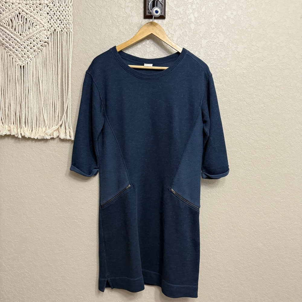 Poetry Navy Midi Dress - elevated Sweatshirt Dress